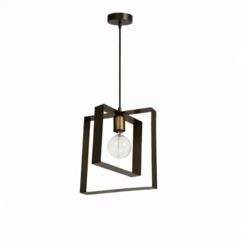 NG Lighting Κρεμαστό Φωτιστικό Οροφής Τετράγωνο Χειροποίητο Μεταλλικό Σκουριά Μονόφωτο Ε27 30x30cm 2026165